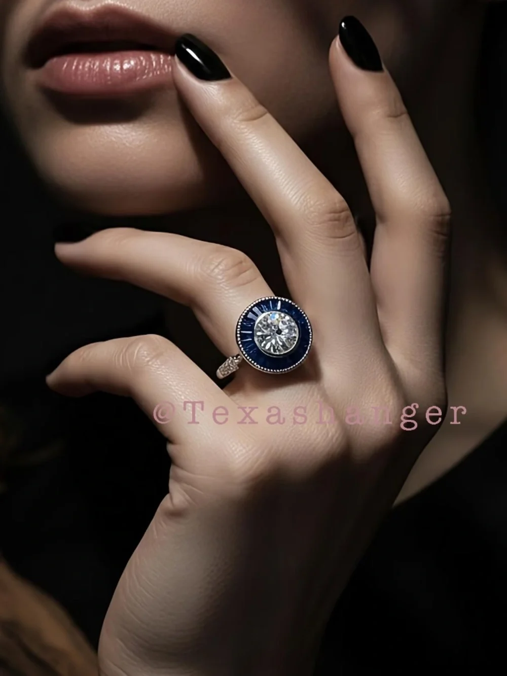 Contessa di Capri Sterling Silver Synthetic Blue Spinel Ring Size 7 NIB